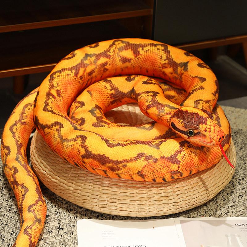 Künstliches Python-Plüschtier, lange Schlange, gelb, orange, grün, Python-Plüschtier, zum Dekorieren des Hauses, Weihnachtsdekoration 200cm