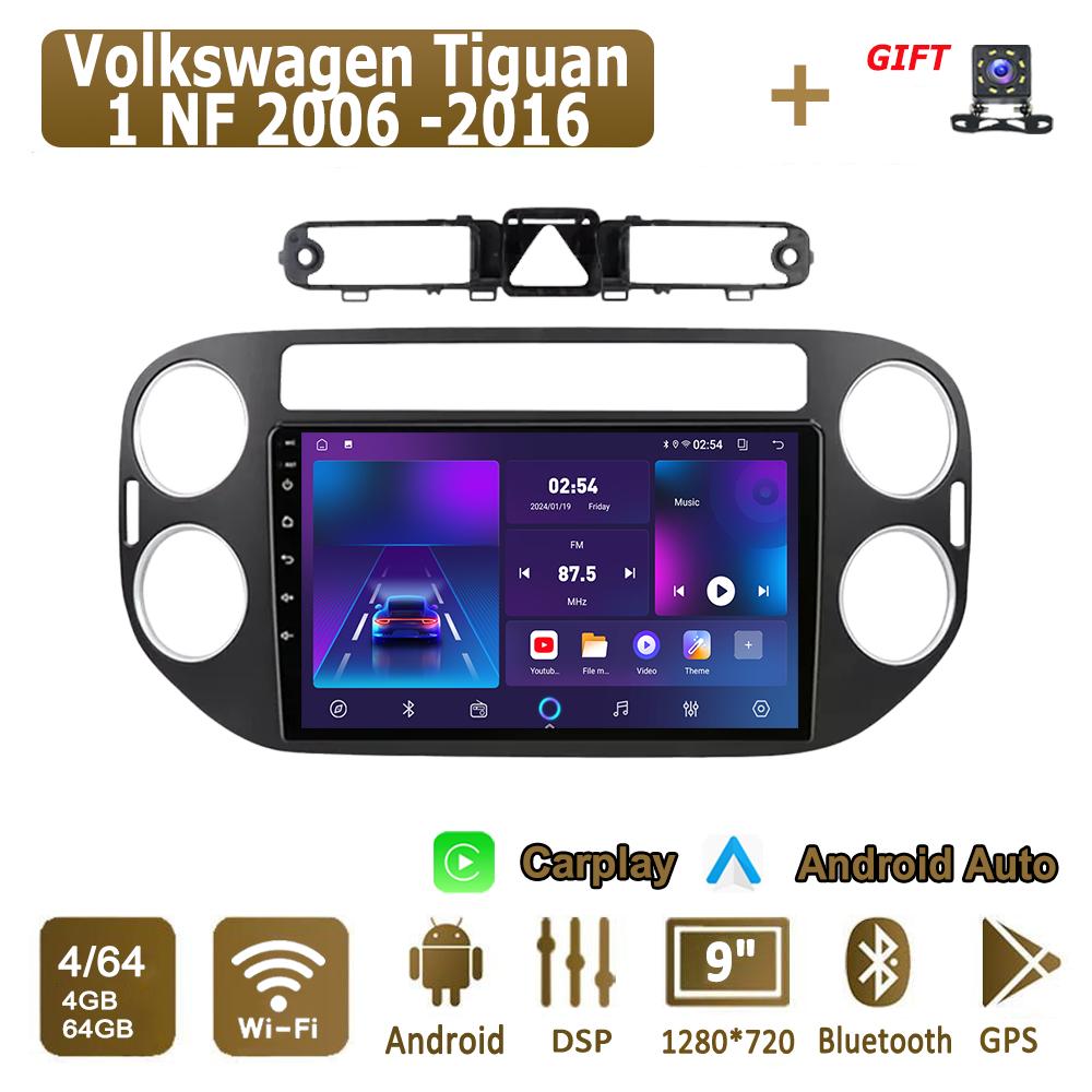 Android Carplay Autoradio für Volkswagen Tiguan 1 NF 2006–2016 Multimedia-Player Head Unit Stereo GPS Navigation BT WIFI 4 + 64 GB 4+64GB,B