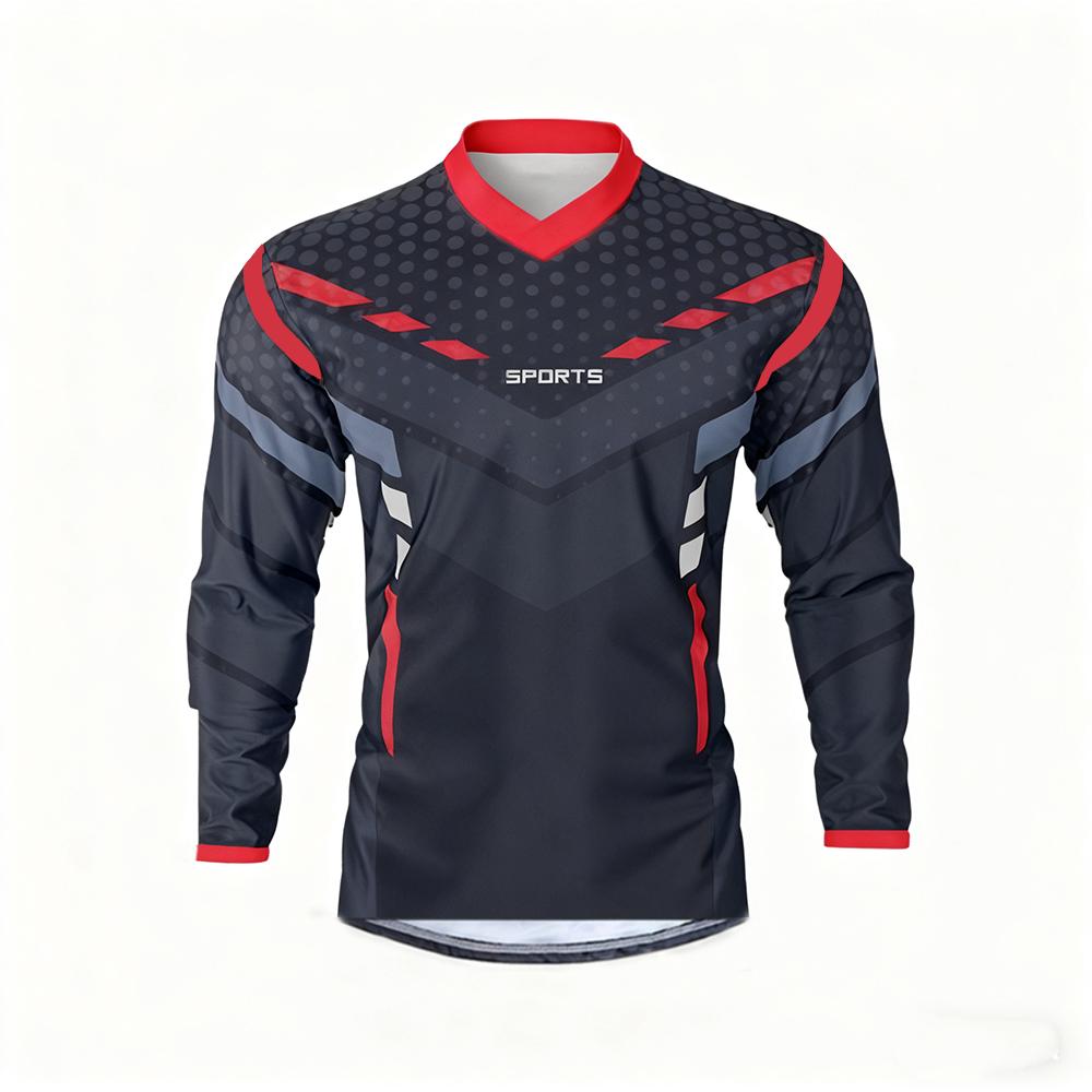 SPORT Speed Surrender Atmungsaktiv Schnelltrocknend Offroad Motorradbekleidung Herren Damen Langarmshirt Mountainbike Ausrüstung T-Shirt 3XL mittlere zinnober