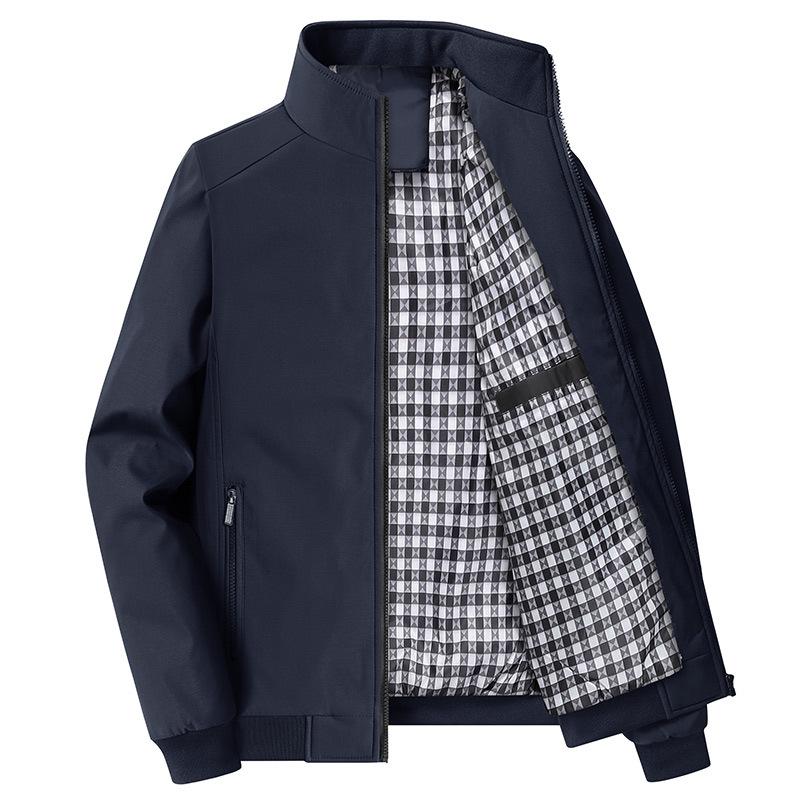 Jacken für Männer mittleren und höheren Alters, Oberteile für Frühling und Herbst, lässige Übergröße Herrenjacke XXXXXL navy blau