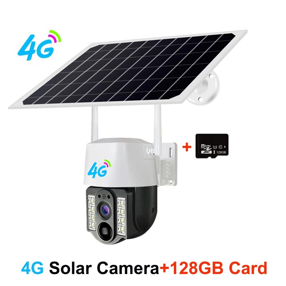 Neu 4K 8MP Outdoor HD Solar Kamera PTZ Wifi/4G Überwachung Monitor AI Menschen Tracking Wasserdichte Drahtlose Sicherheit cam HD Cam CCTV 4G Cam 128G Card