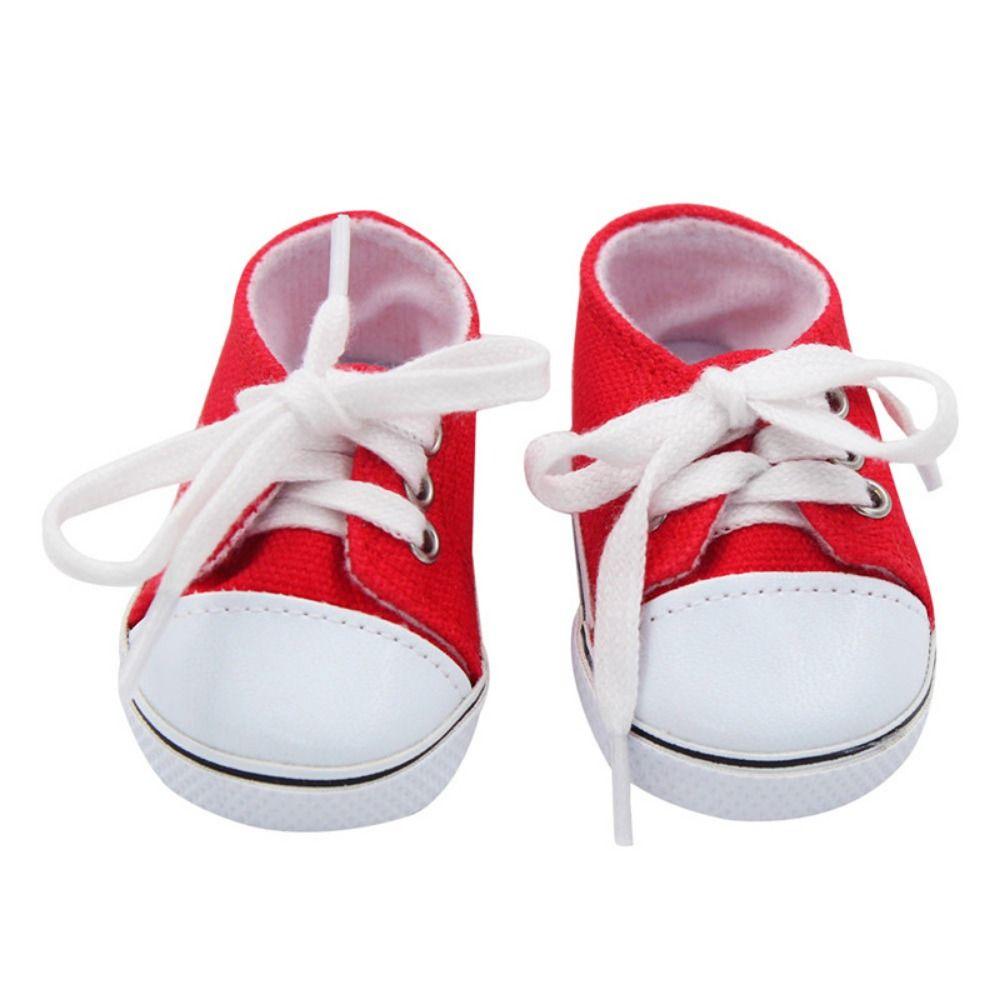 7CM Puppe Segeltuchschuhe Mini Puppe Turnschuhe Puppenzubehör BJD Puppenschuhe 43 Cm Baby Puppen stlye 1 rot