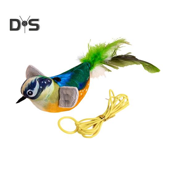 Zwitschernder Vogel, Katzenspielzeug, interaktive Simulation, elektrischer Vogel, berührungsaktivierter Plüschvogel, Katzenspielzeug für Hauskatzen und -hunde D