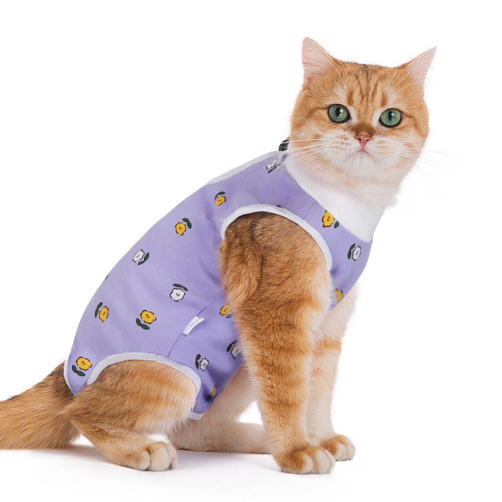Kastrationskleidung für Katzen, Postoperative Anti-Leck-Kleidung, Physiologische Hose für Haustiere, Dünne und atmungsaktive Entwöhnungskleidung für weibliche Katzen S licht lila