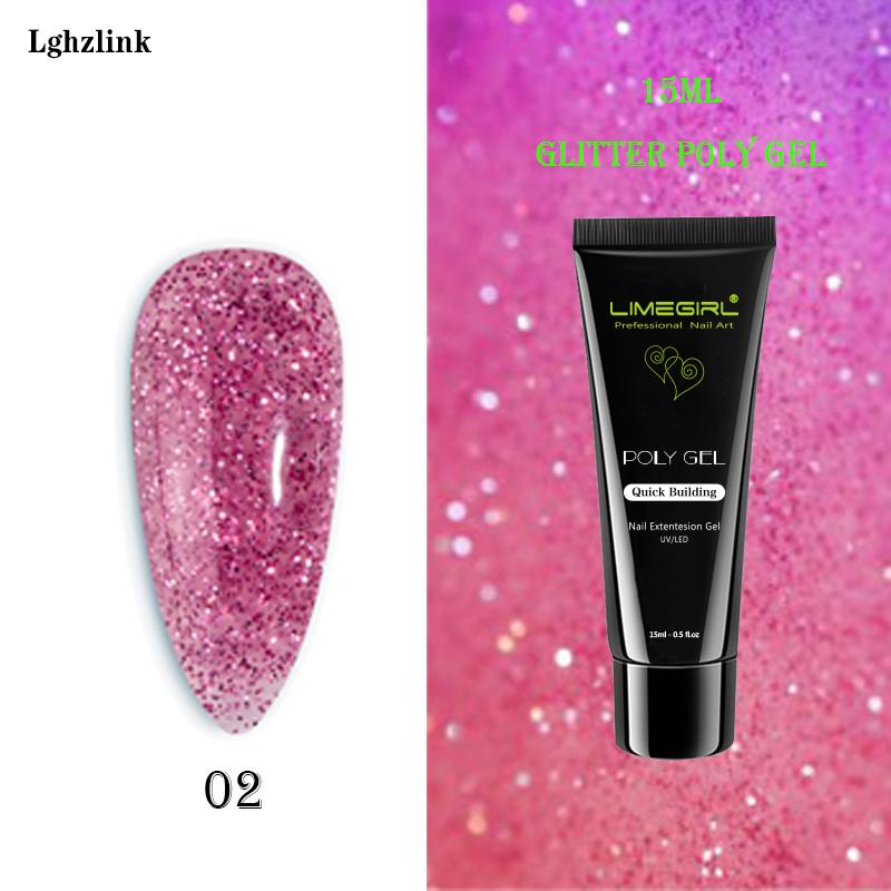 24 Farben Diamant Poly UV Gel Glitzer Nagel Gel Builder Gel Acryl Soak Off Camouflage Schnelle Nagelverlängerung UV Gel Nail Art