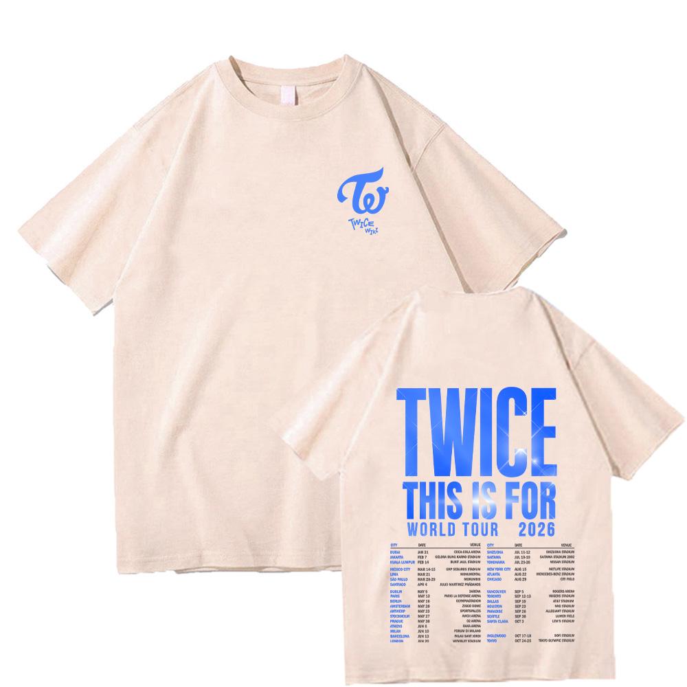 Twice This Is for World Tour 2026 T-Shirts Herren Damen Grafikdruck T-Shirts Tee Hohe Qualität Baumwolle Weiche T-Shirts Lockere Kleidung XS sand