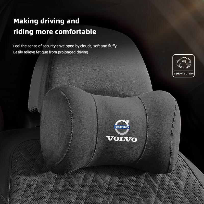 Autositz Wildleder Memory-Schaum Nackenkissen Kopfstütze für Volvo Xc60 Xc90 V40 V60 S60 V50 V90 S80 C40 XC40 V70 XC70 C30 C70 Rdesign