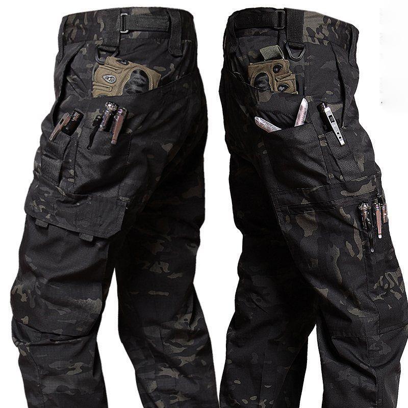 Herrenhose Outdoorhose mit Taschen, wasserdicht, Ripstop-Hose, Arbeitskleidung, Wanderhose, Jogger, Herrenbekleidung XL schwarz grau