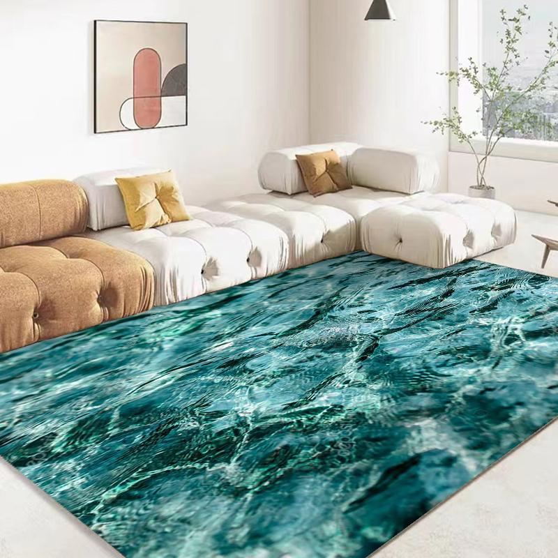 3D Ozean Meerwasser Teppich Meer Teppich für Wohnzimmer Teppiche Heim Bodendekor Wohnzimmer Kinderspielmatten Dekoration Hotel Lounge Matte 150x220cm (59x86in)