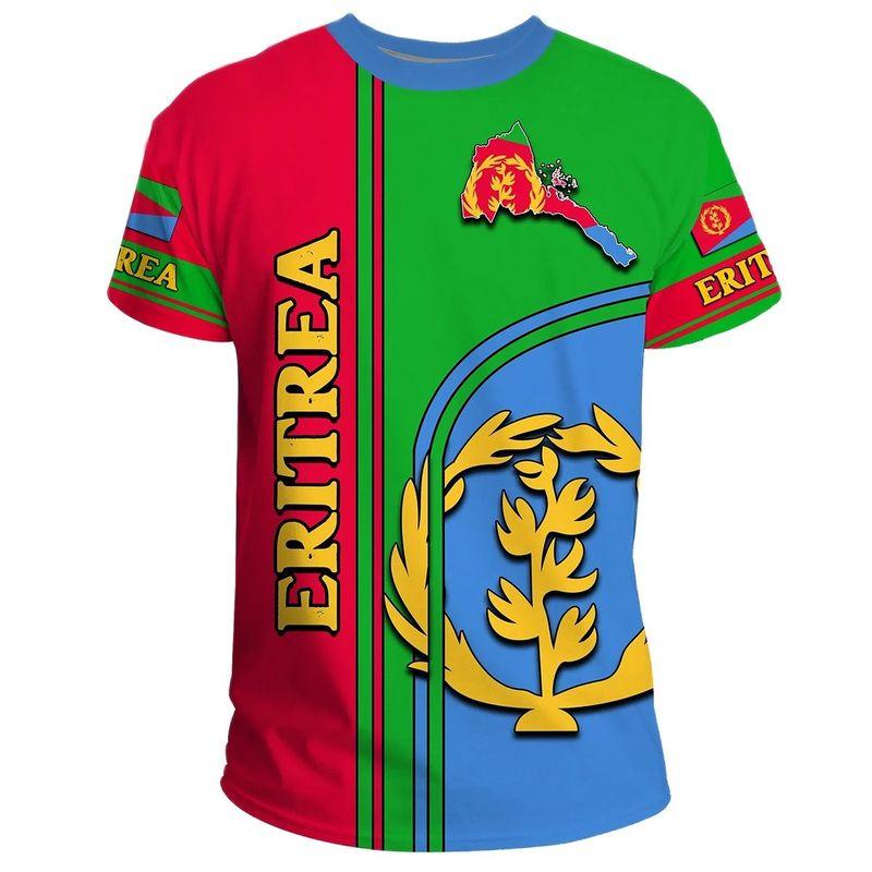 2023 Tessffel Afrika Land Eritrea Löwe Bunte Retro 3DPrint Männer/Frauen Sommer Casual Lustige Kurzen Ärmeln T-Shirts streetwear M