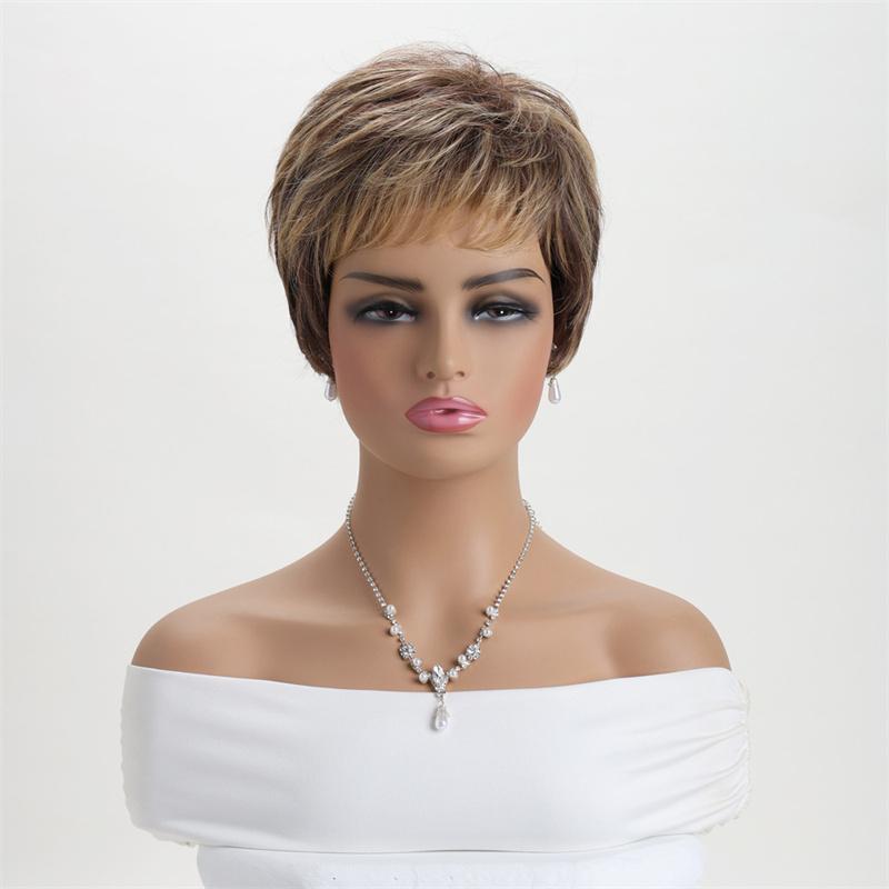 Synthetische Natürliche Kurze Haare Pixie Cut Perücken für Frauen Ombre Blond Kurze Perücke mit Pony Lässige Perücke Damen Täglich Kostüm Mutter
