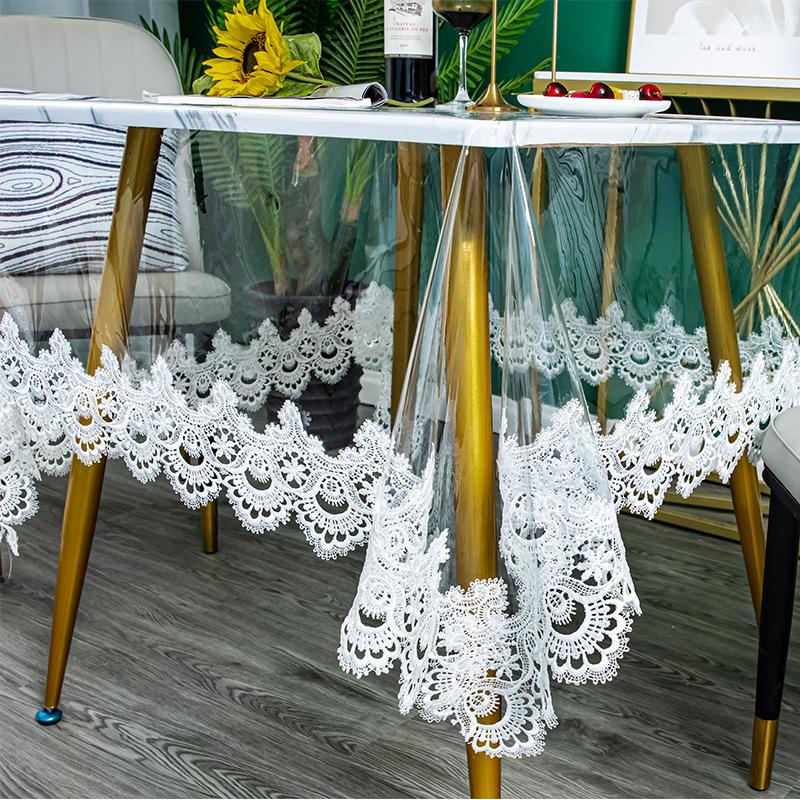 Transparente Tischdecke aus weichem Glas, weiches PVC, durchhängende Tischdecke, transparente, bestickte quadratische Tischdecke, wasserdichte Tischmatte 80x80cm
