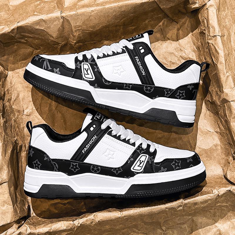 „Vielseitige weiße Herren-Sneaker im koreanischen Stil – bequeme, trendige Freizeit-Sportschuhe mit dicker Sohle“ 44 schwarz weiße