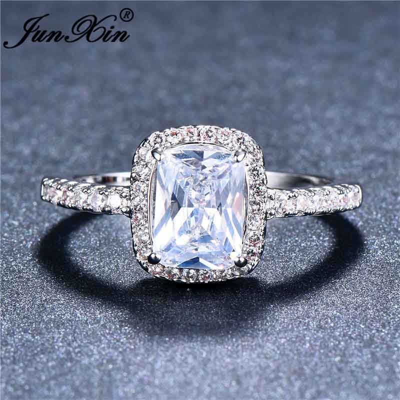 Süße Mode Damen Großer Quadratischer Roségold Champagner Zirkonstein Schmuck Für Damen Versprechen Liebe Verlobungsringe 11