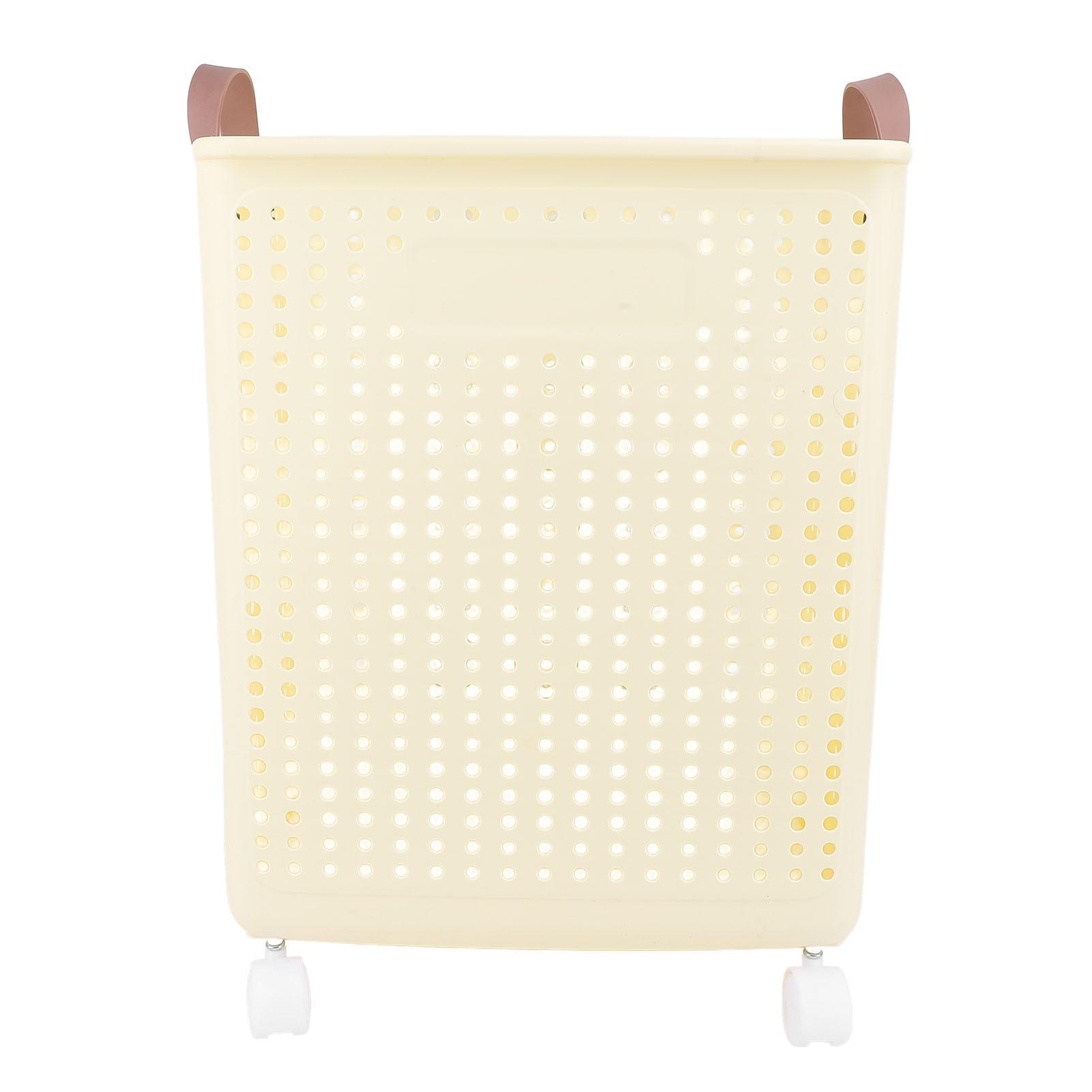 Faltbarer Wäschekorb mit Rädern Griffen Kunststoff Platzsparend Tragbar Haushaltswaren Weiß weiß