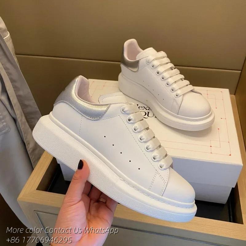 Designer Schuhe Mc quen Sneaker Plateau Sohle Sneaker Leder Sneaker Herren Damen Trainer Gummi Plateau Sohle Schuhe 45 schwarz