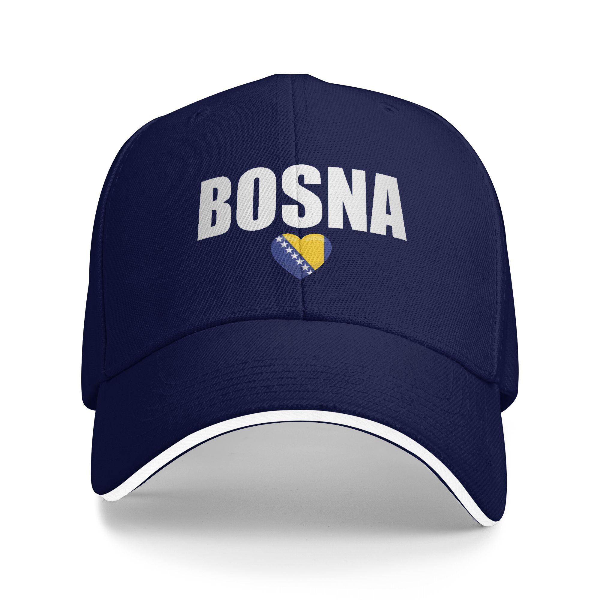 Bosnien Bosnische Flagge Herz Wandern Baseballkappen Damen Herren Personalisiert Männlich Strand Papa Hüte Schirmmütze One Size