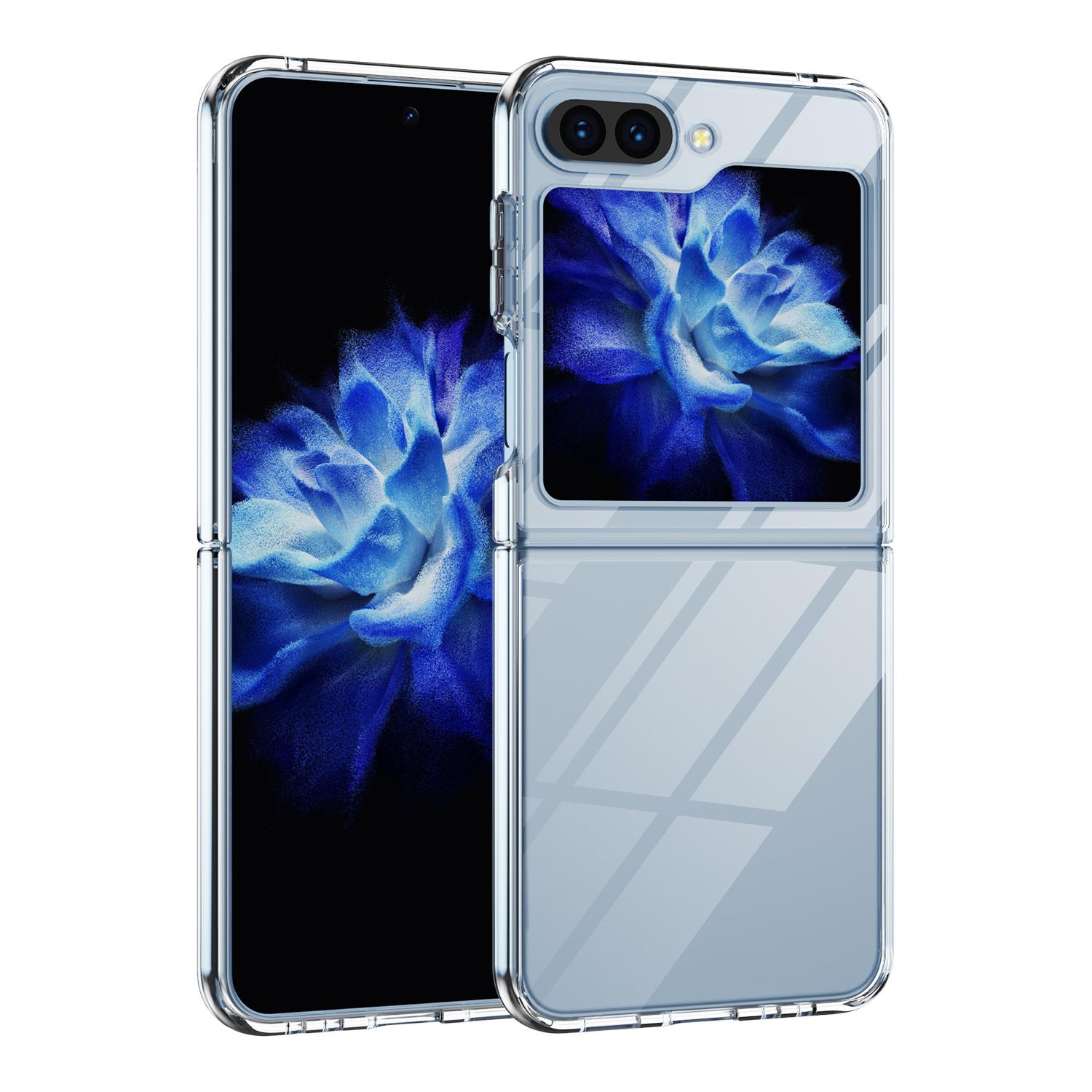 Kristallklare Bumper Hart Acryl Handyhülle für Samsung Galaxy Z Flip 3 4 5 5G Flip5 ZFlip5 Stoßfest Transparente Rückabdeckung For Galaxy Z Flip 5 gray