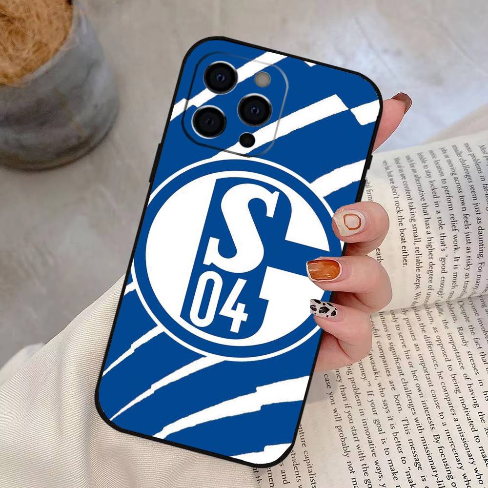 S-Schalke 04-PC Handyhülle für iPhone 17,16,15,14,13,12,11 Plus,Pro Max,XS,Weiches Silikon Schwarze Hülle iPhone13