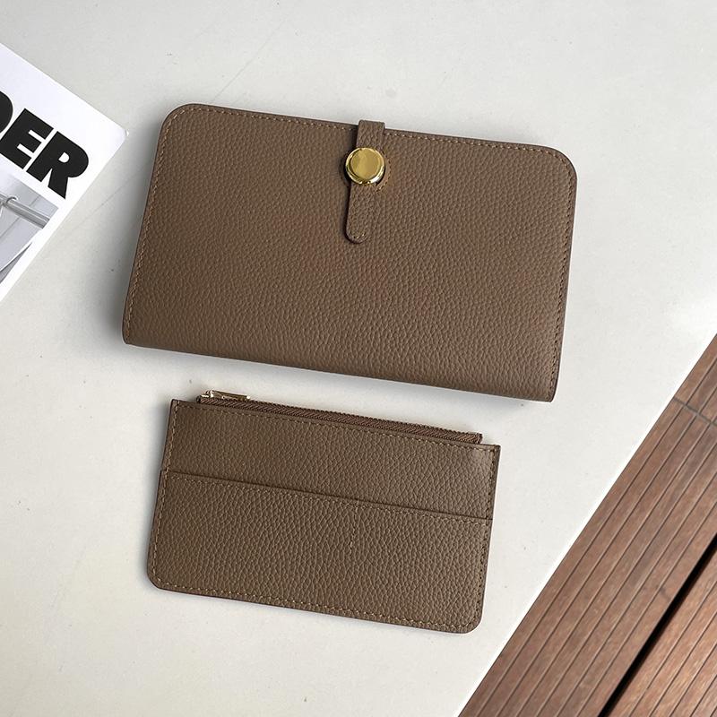 Echtes Leder Damen Geldbörsen Erste Schicht Rindsleder Clutch Tasche Hohe Kapazität Lange Geldbörse Mit Münzfach Telefon Hasp Clutches Gold khaki