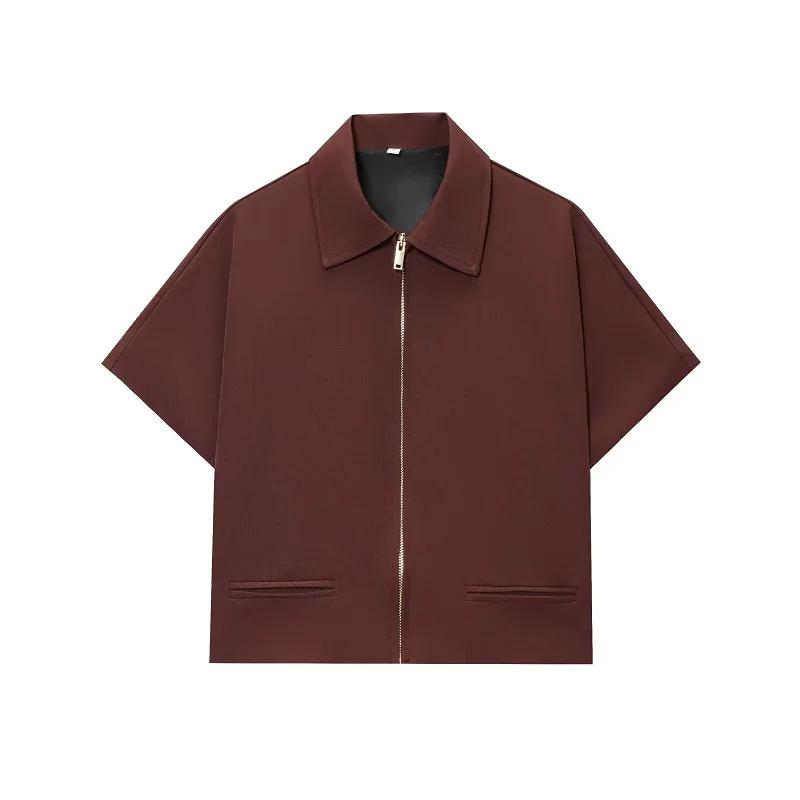 Damen Cropped Jacke Kurzarm Varsity Jacken für Damen Sommer Reißverschluss bei Mänteln und Jacken Feiertags Oberbekleidung S braun