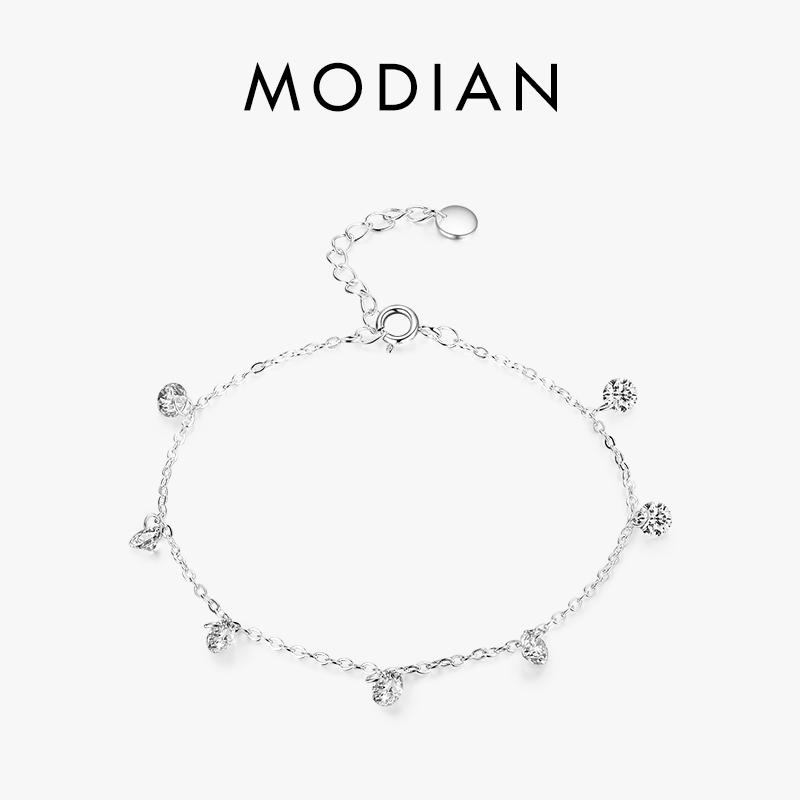 Modian 925 Sterling Silber Zehn Herzen Klar CZ Mode Kette Armband Für Frauen Mädchen Hochzeit Fein Silber Schmuck silber