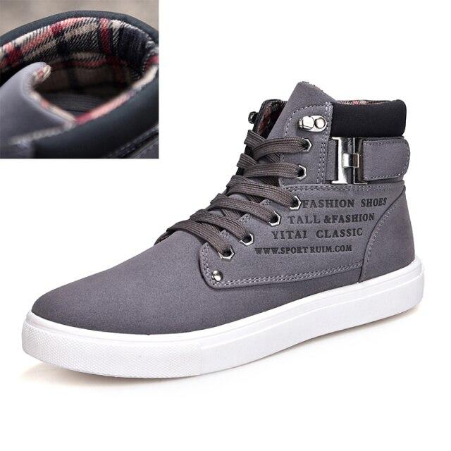 Herren High Top Schuhe Winter Warm Einfarbig Runde Zehen Canvas Herren Stiefel Niedrigen Absätzen Hochwertige Casual Herren Schuhe Neu 41