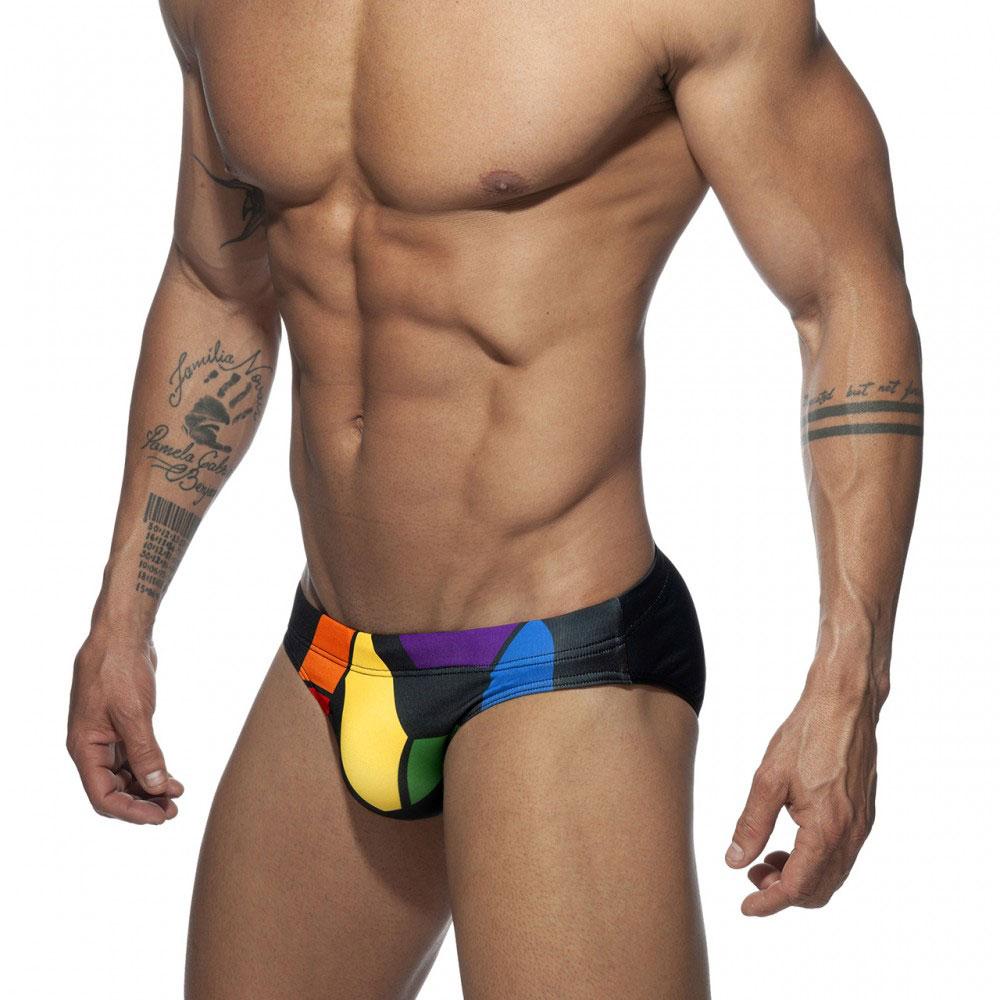 Herrenmode Pride Day Badehose mit niedriger Taille, Übergröße, Sommer- und Strandkleidung M schwarz