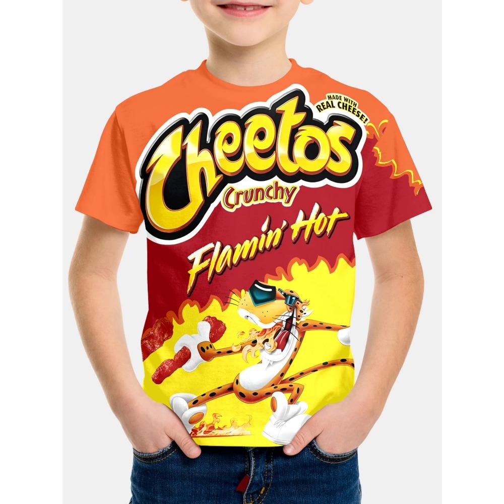 Kreatives Lustiges Chips 3D Gedrucktes Takis Angepasstes Kinder Mode T-Shirt Rundhals Kurzarm Jungen Mädchen Kinder Lässige Oberteile 130
