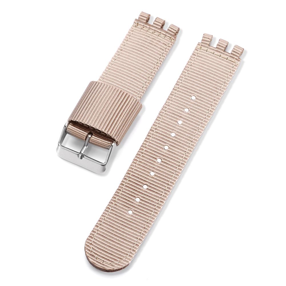 17mm 19mm 20mm Nylon Uhren Sportarmband für SWATCH Band Canvas Stoffband für Damen Herren Grün Schwarz Militärische Uhrenarmbänder 17mm khaki