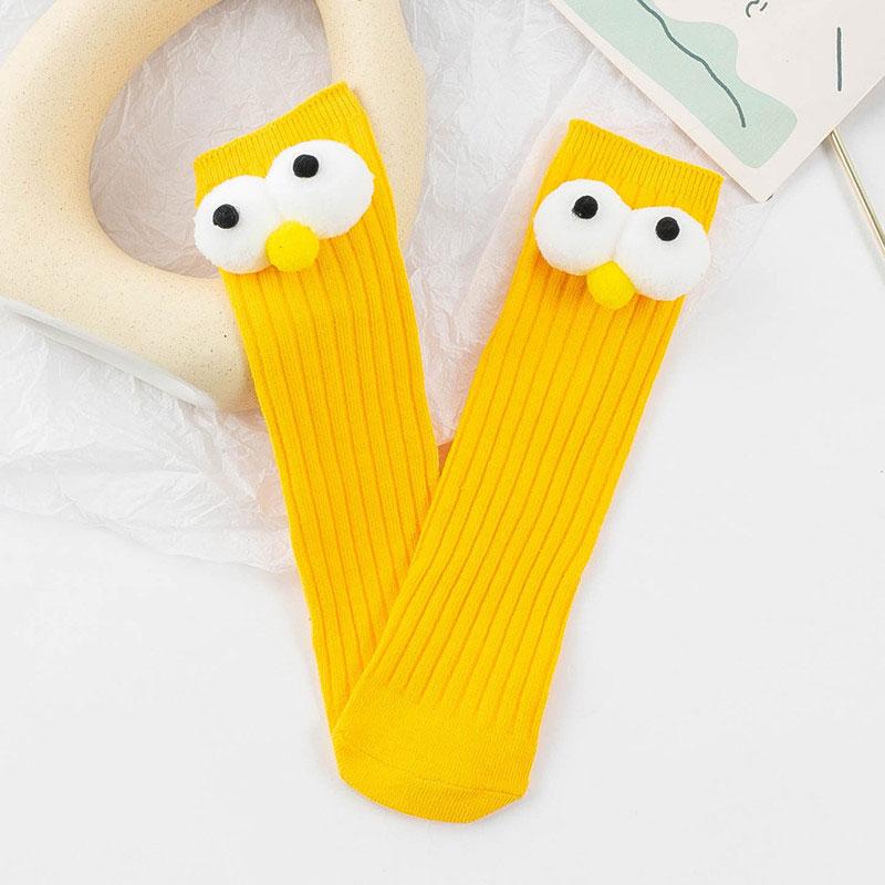 Kinder Socken Weiße Baumwolle Niedliche Cartoon Augen Socken Für Mädchen Anime Socken Kinder Streifen Socken Für Jungen gelb