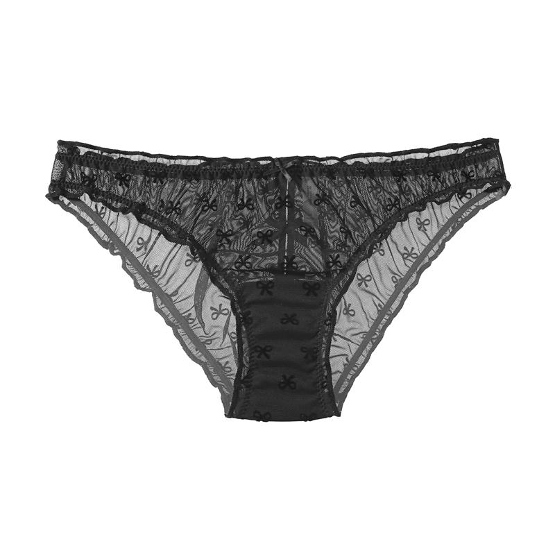 TERMEZY Frauen Sexy Erstaunliche Höschen Low-taille Spitze Druck Ins Unterwäsche Weibliche G String Tanga Versuchung Süße Transparente Dessous M schwarz