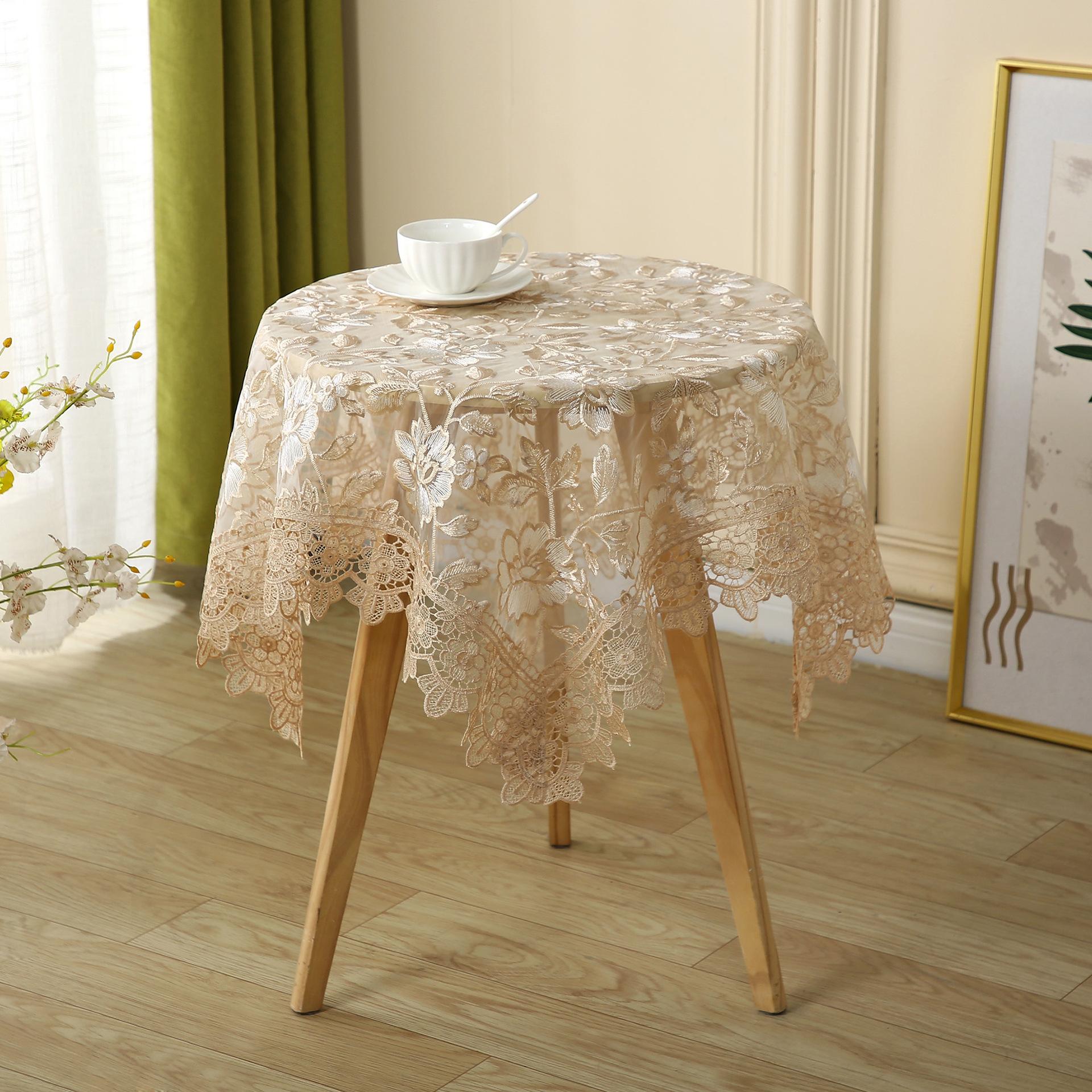 Französische pastorale Spitze-Tischdecke, bestickt, Sofa-Staubschutz, runde Tischdecke 40*180