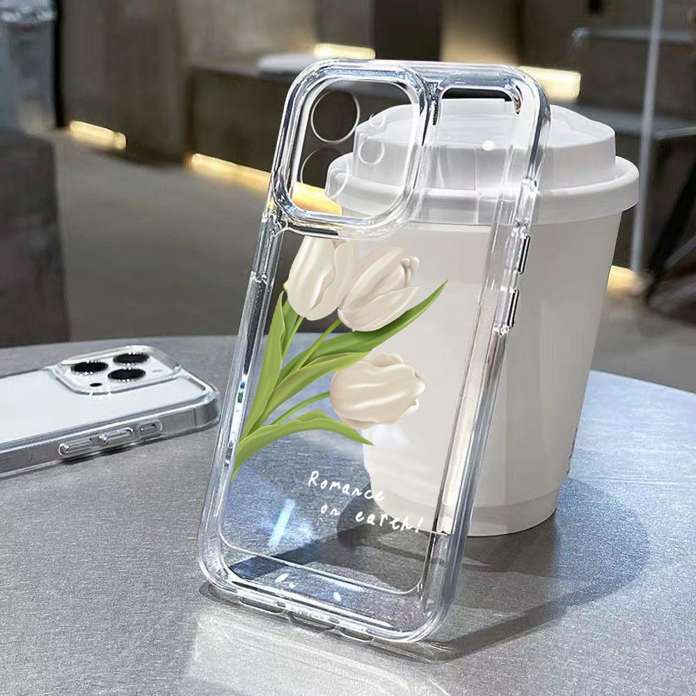 Weiche TPU-Blumen-Telefonhülle für iPhone 11 Hüllen iPhone 13 12 14 15 Pro Max X XR Xs 7 8 Plus SE 15promax Stoßfeste Funda-Abdeckungen For iPhone 13 Pro white