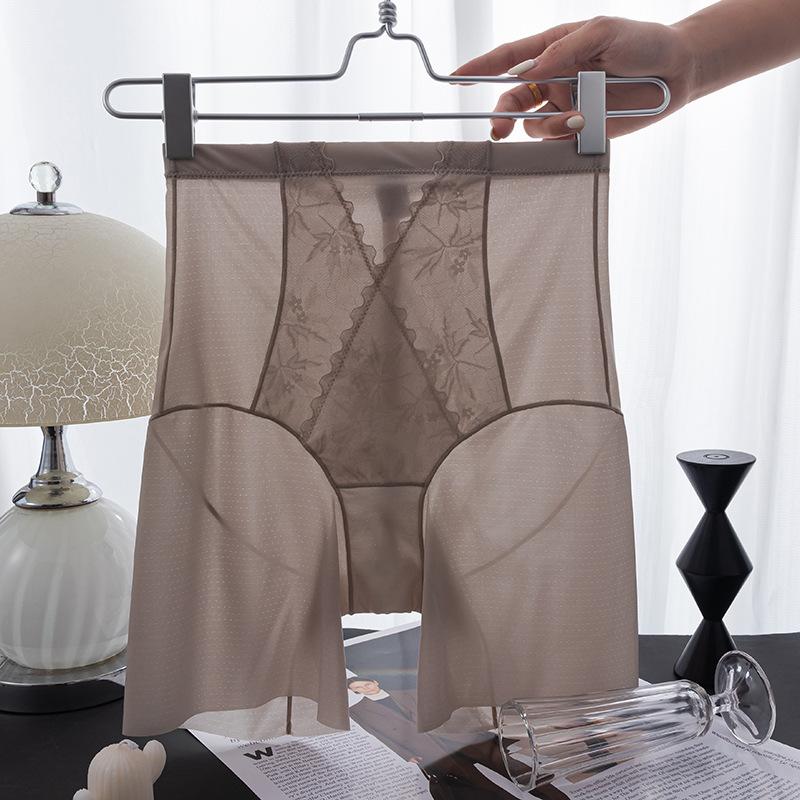 Damenunterwäsche aus Eisseide, flache Hosen mit hohem Bund, Bauchstraffung, keine Spuren XXL licht kaffee