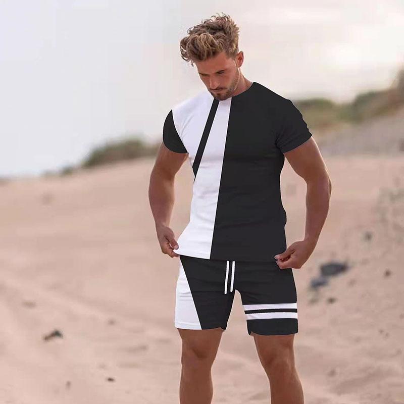 Neue männer Sets 3D Trainingsanzug Sommer Mode Kleidung Für Mann T-shirt Shorts 2 Stück Outfit Casual Streetwear Männer Übergroßen anzug 4XL