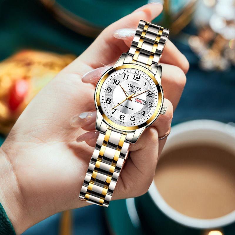 Wasserdichte Damenuhr Damen-Armbanduhr Quarz weiblich Wolframstahl Damenuhren brown