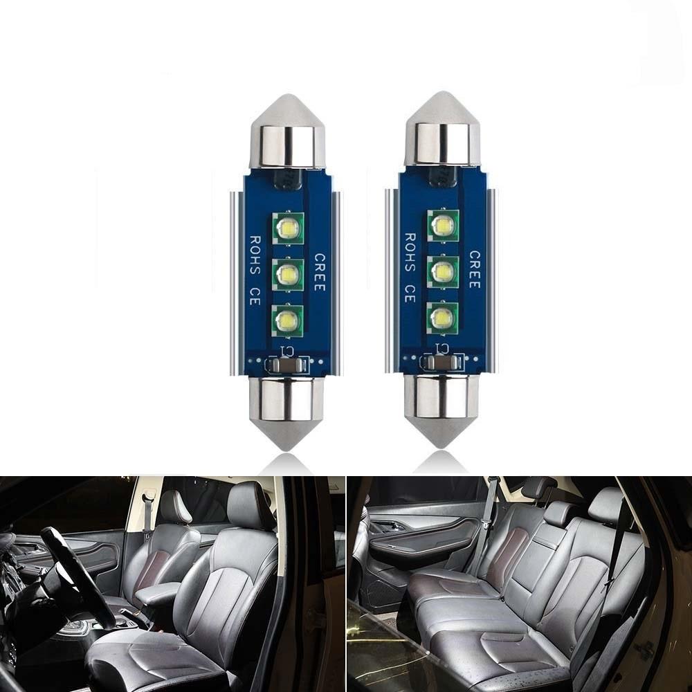 2Pcs Signal Lampe Girlande Led Licht 31mm 36mm 39mm 41mm C5W C10W Led-lampe Auto innen Licht Kennzeichen Licht Weiß 12V 39mm-2Pcs weiß