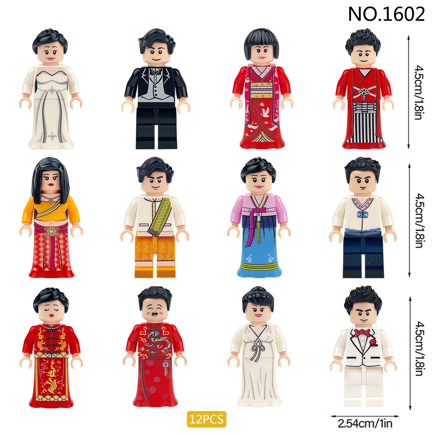 12 stücke 1602 Hochzeit Puppe Hochzeit Puppe Kinder Montage Bausteine Kleine Partikel Spielzeug