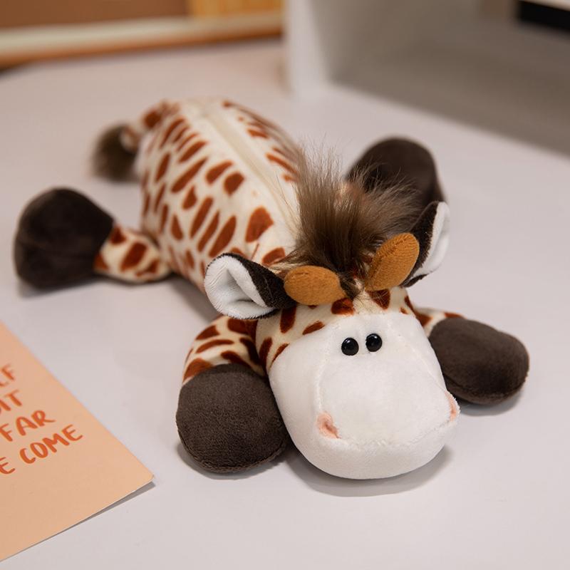 Cartoon Tier Elefant Löwe Capybara Plüsch Federmäppchen für Kind Große Kapazität Zubehör Schreibwaren Aufbewahrungstasche für Kind Geschenk (as the picture,26cm)