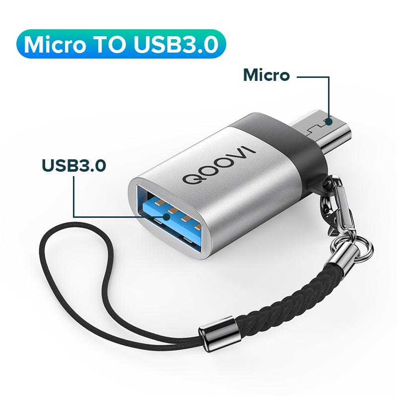 QOOVI USB 3.0 auf USB Typ C OTG Adapter USB C Stecker auf USB Buchse Konverter für MacBook Pro Samsung Xiaomi USB-C OTG Stecker USB A To Mirco USB grau