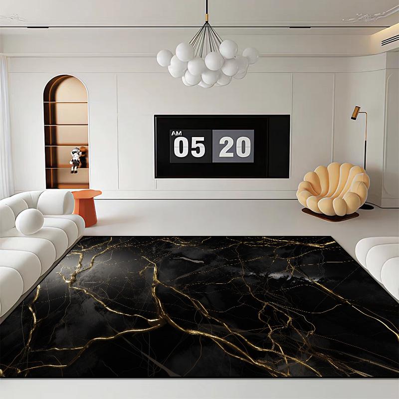 Schwarze Luxus-Teppiche für Wohnzimmer, Lounge, Couchtische, Waschbare Matte, Moderne Heimdekoration, Große Fläche, Weiche Teppiche, Anpassbar 160*200cm