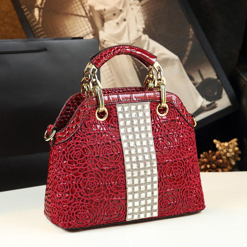 Damen Tasche Leder Textur Handtasche Krokodil Diamant Tasche Schulter Slant Shell Tasche 30*12*24