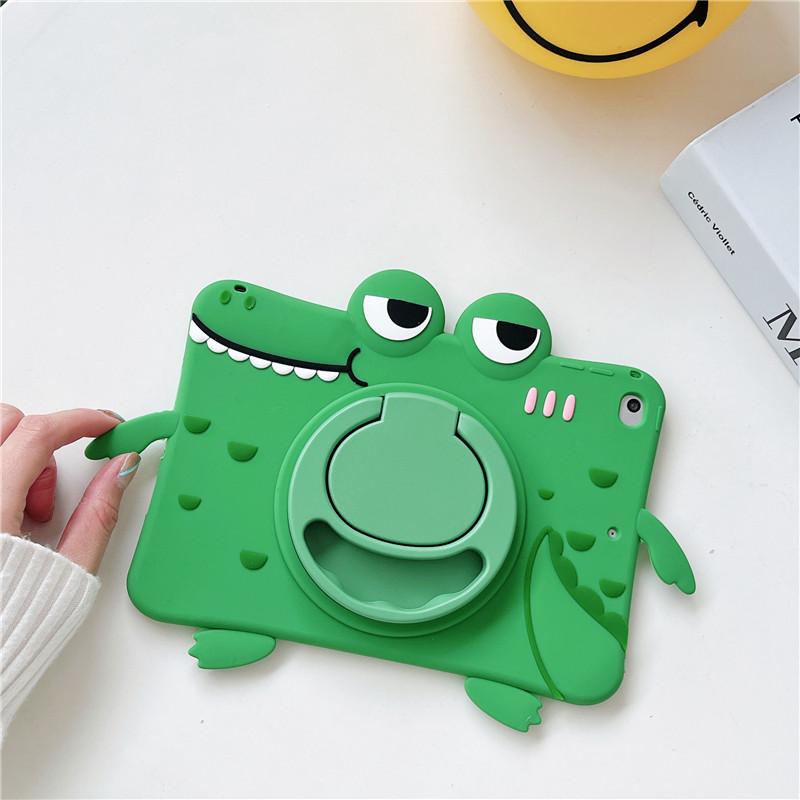 3D Süßes Cartoon Frosch Krokodil Kinder Silikon Tablet Hülle Mit Schultergurt Für iPad Air M4 A19 Mini 6 7 iPad 5/6/7/8/9/10/11/12. Pro11 Hülle Ständer IPad Mini 4 5 7.9in
