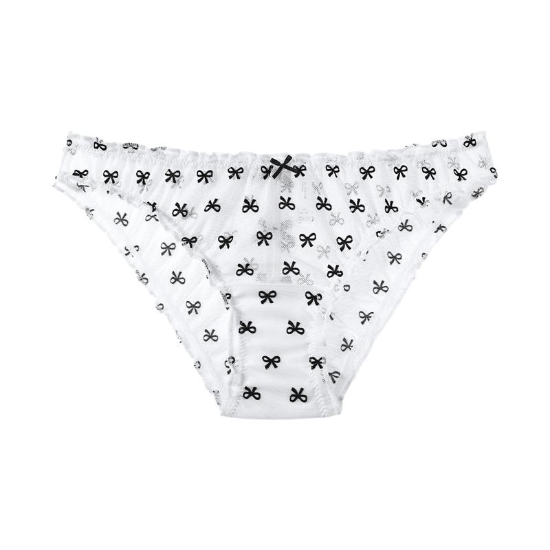 TERMEZY Frauen Sexy Erstaunliche Höschen Low-taille Spitze Druck Ins Unterwäsche Weibliche G String Tanga Versuchung Süße Transparente Dessous M weiß