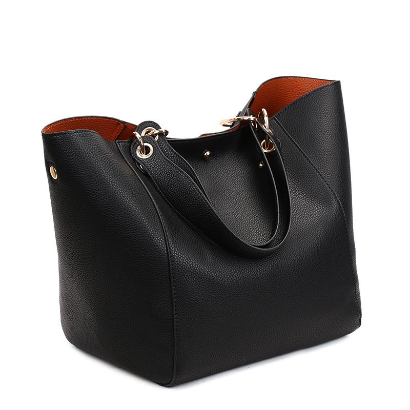 Damen Große Tragetasche PU-Leder Wasserdichte Handtaschen Umhängetasche Damen Top-Handle-Tasche für Arbeit Einkaufen schwarz