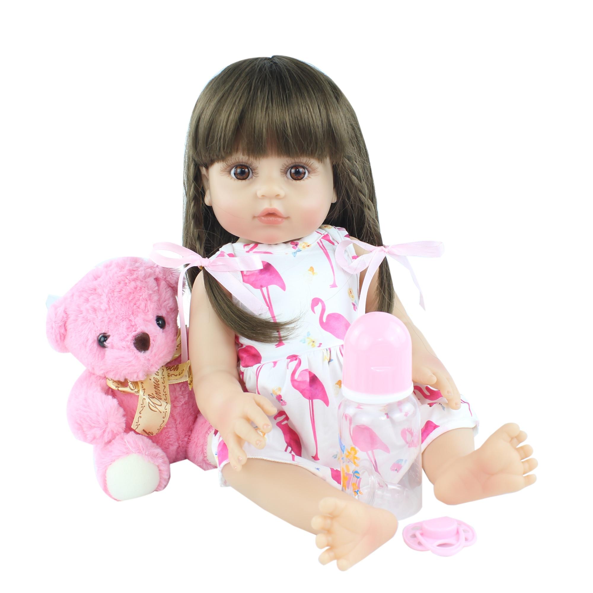 BZDOLL Lebensechte 48 CM Volle Silikon Weiche Körper Mädchen Junge Reborn Baby Puppe Spielzeug Wie Lebendig 19 Zoll Prinzessin geburtstag Geschenk Mode Geschenk 48cm, Full Body Silicone bunt