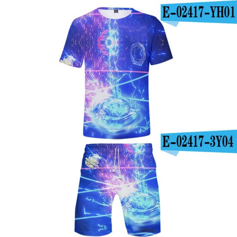 Kinder Sets Beyblade Burst Evolution 3D Druck Kinder Sets Mode T-Shirts Strand Boardshorts Bademode T-Shirts Tops Jungen Mädchen Anzüge 110