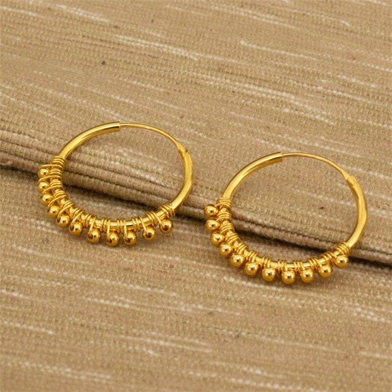 30mm Creolen 14k Gold Filled Goldperlen Ohrringe Minimalismus Goldschmuck Brincos Pendientes Boho Ohrringe brown