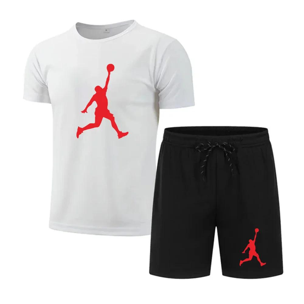 Sommermode bedrucktes Herren-Shorts-Set Schnelltrocknendes, atmungsaktives Sport-Set Kurzarm-T-Shirt-Set Herren-Jogging-Set M